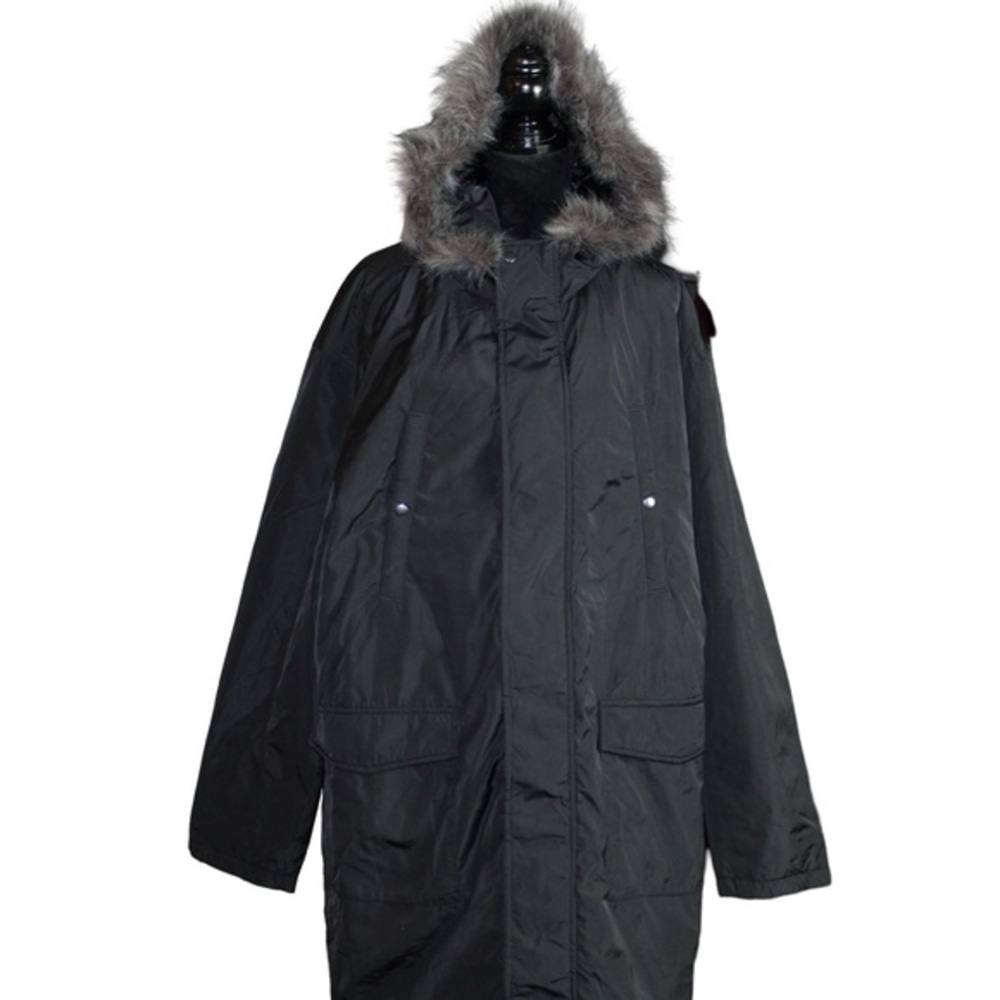 ASOS DESIGN 🔥Parka🔥 Jacket in Black with Faux Fur Trim Hood - SZ XL